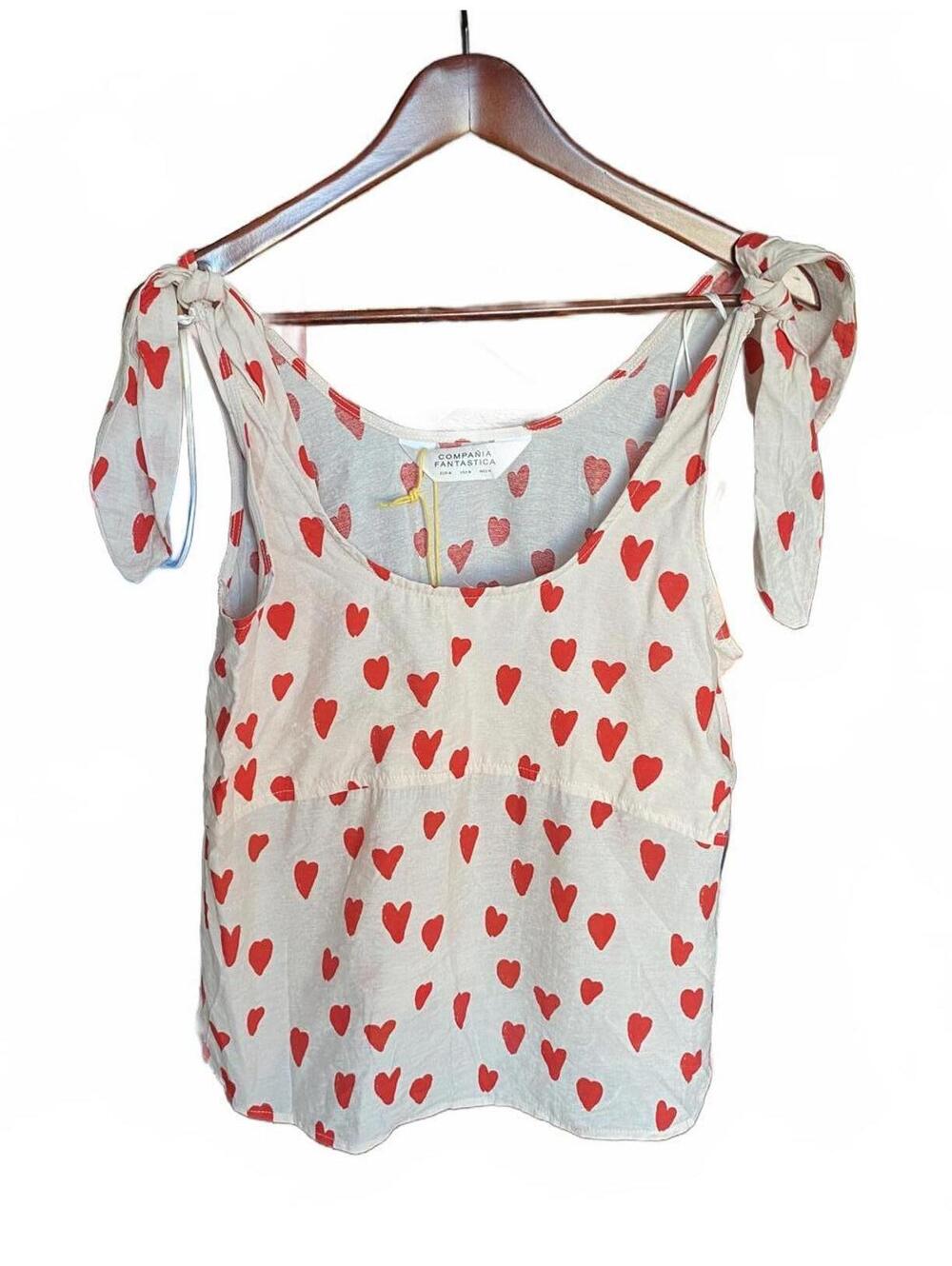 NWT Compania Fantastica Hearts Tank with Tie Detail Medium